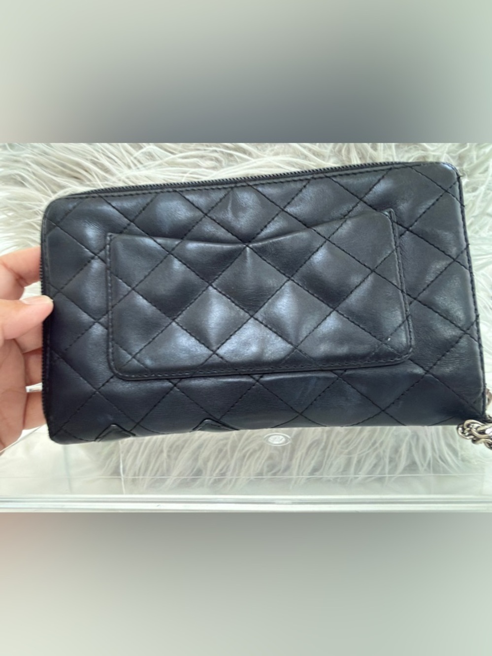 CHANEL Cambon Ligne Quilted Zip Around Travel Organizer Black/Pink Authentic - Picture 3 of 16